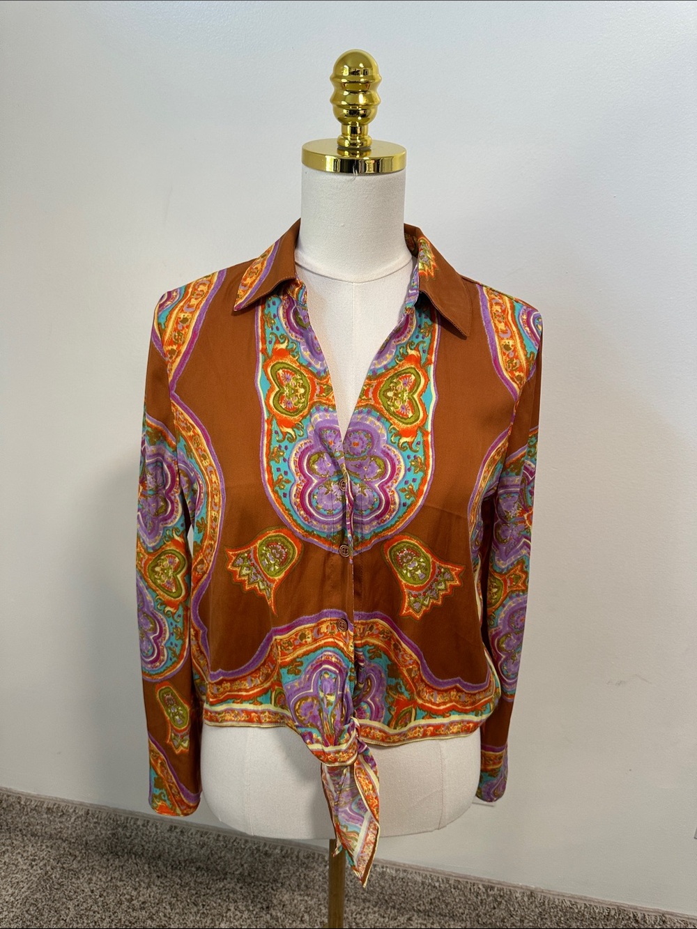 🌴 NWT Rachel Zoe Satin Tie Front Blouse